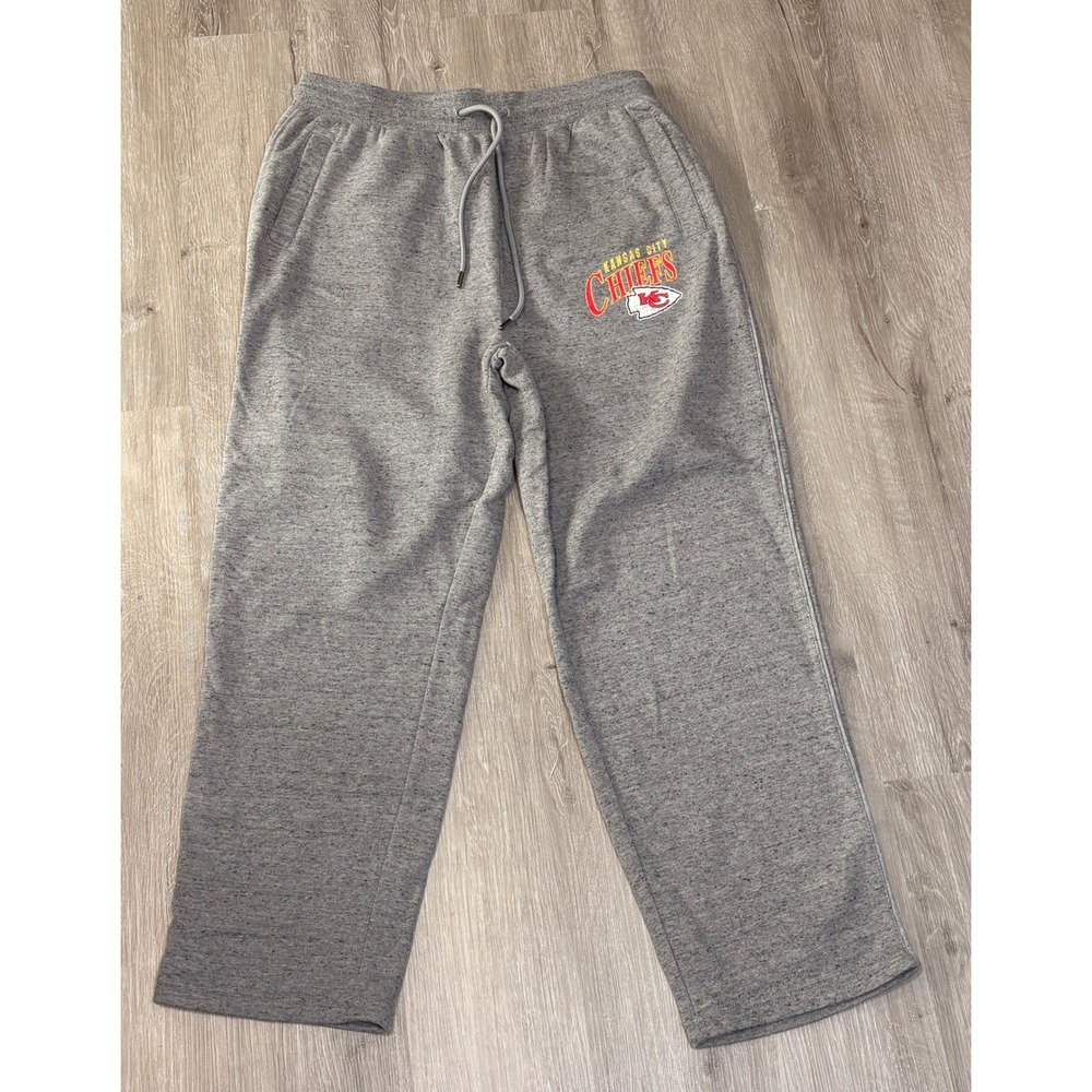 NFL Team Apparel Kansas City Chiefs Men Gray Fleece Lounge Sleep Pants Medium